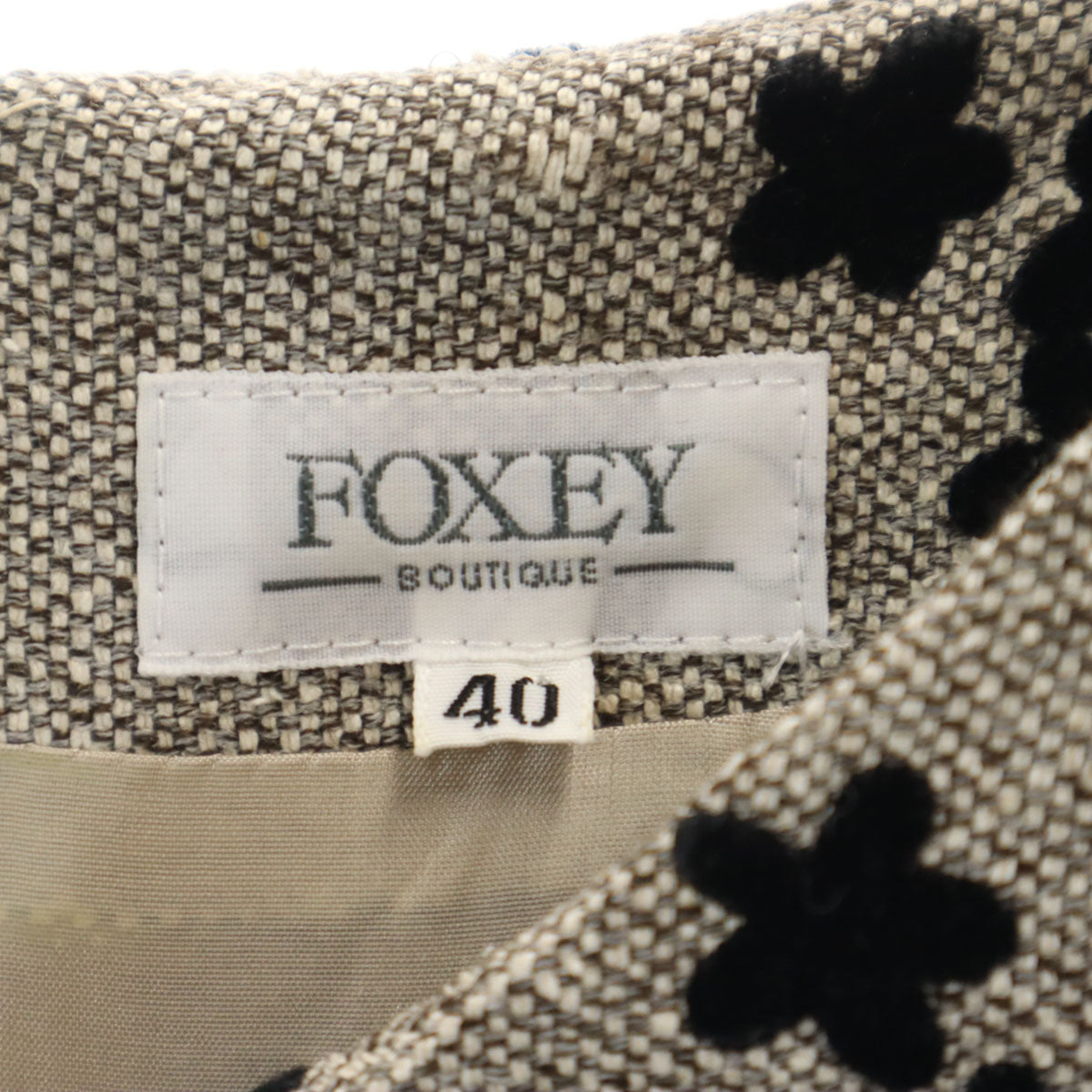 FOXEY BOUTIQUE フォクシー ブティック 日本製 花柄 半袖 ワンピース 40 グレー系 レディース