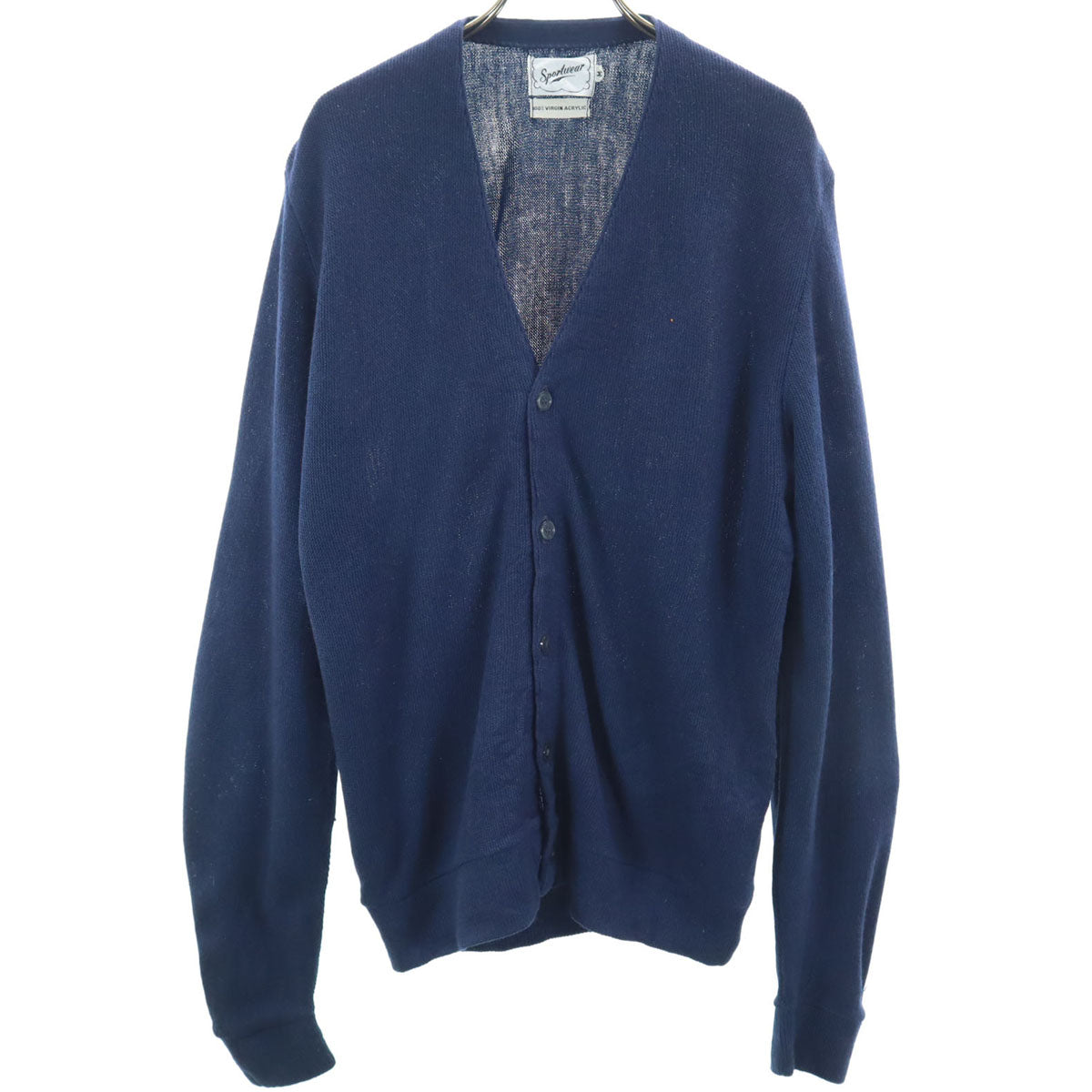 sportswear スポーツウェア 70s 80s ヴィンテージ 長袖 カーディガン M ブルー メンズ