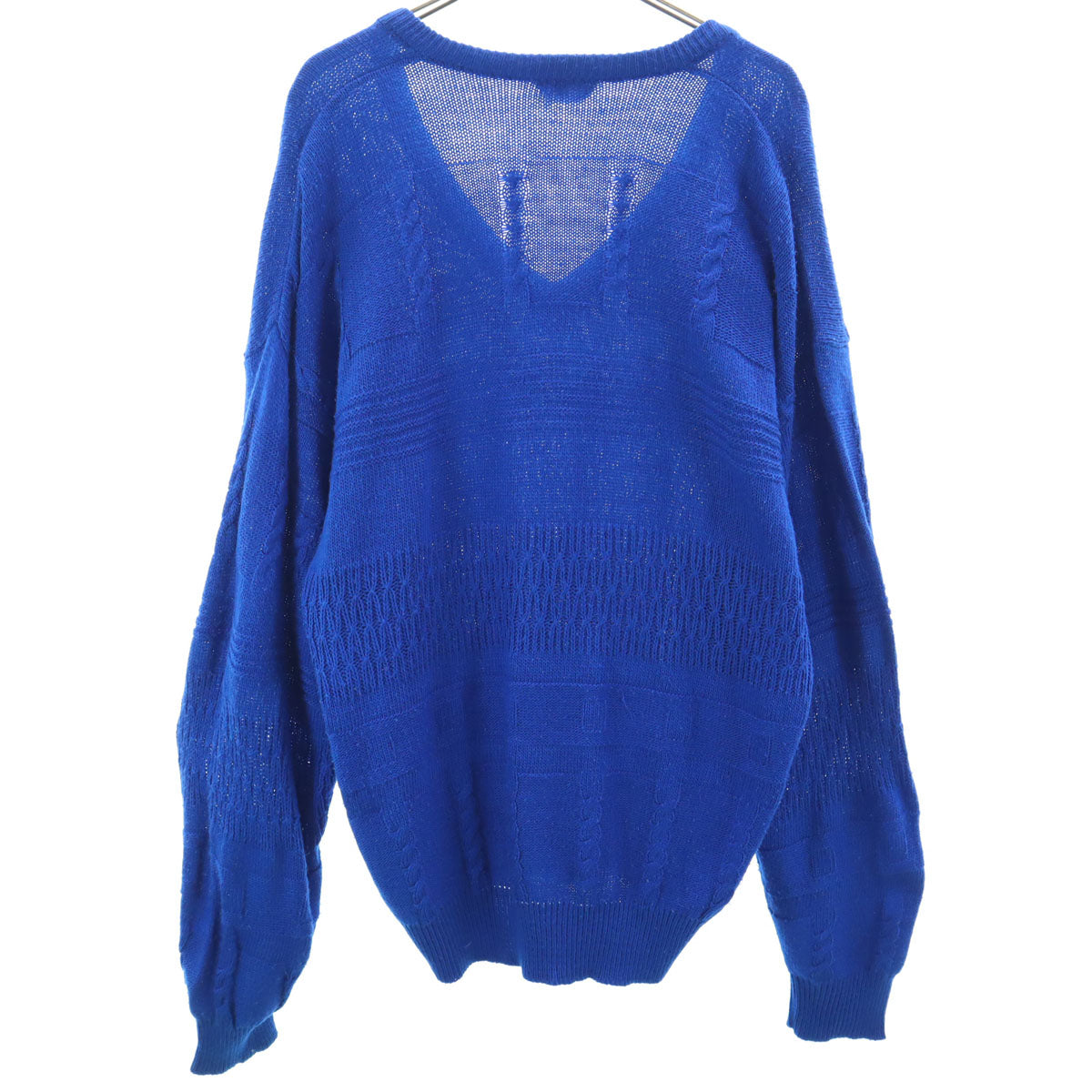 CHEMISE LACOSTE シュミーズラコステ 70s 80s ヴィンテージ フランス製 長袖 Vネック セーター M ブルー フレンチラコステ メンズ