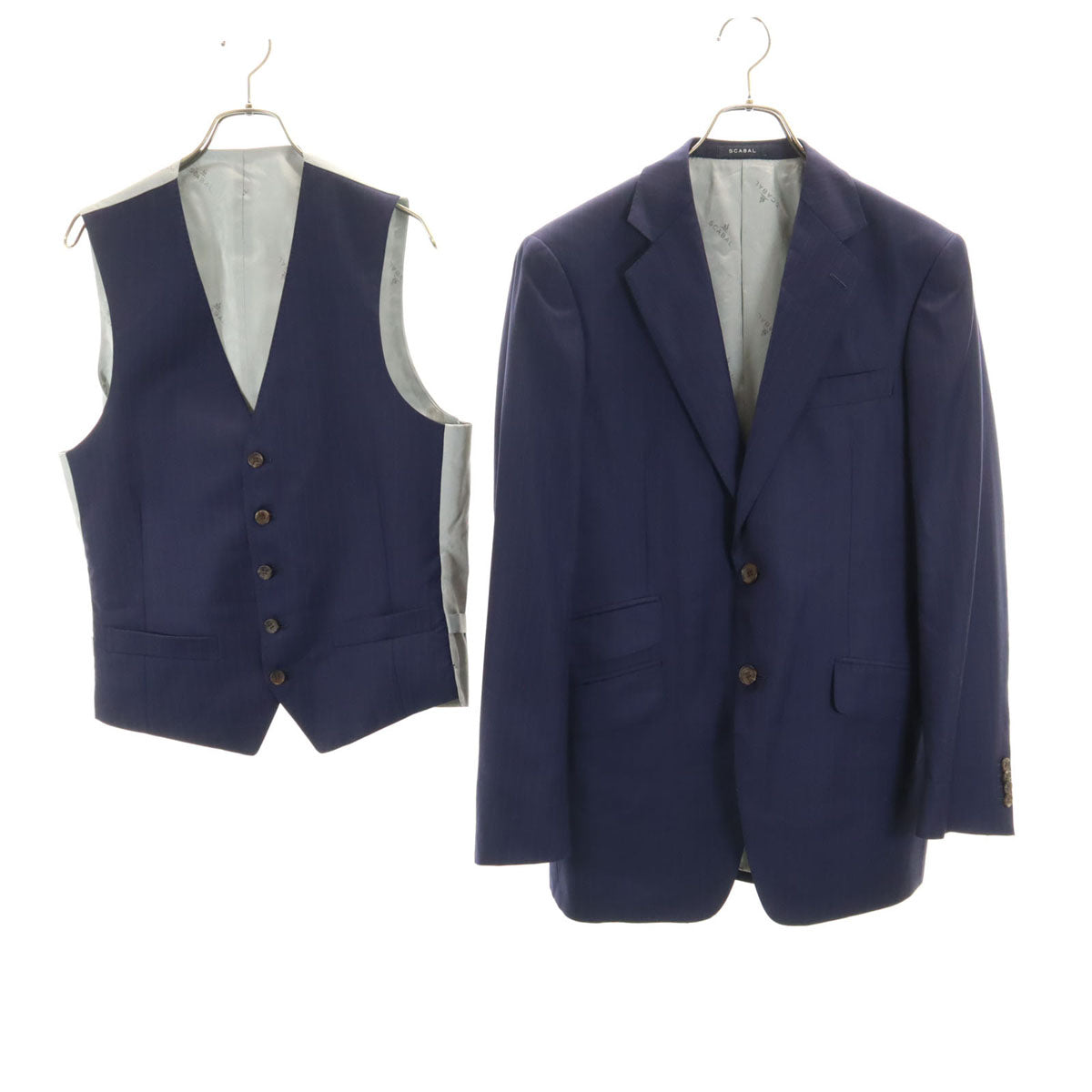 SCABAL スキャバル 日本製 ストライプ柄 テーラードジャケット ネイビー セット 2ピース メンズ