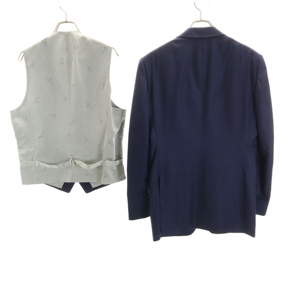 SCABAL スキャバル 日本製 ストライプ柄 テーラードジャケット ネイビー セット 2ピース メンズ