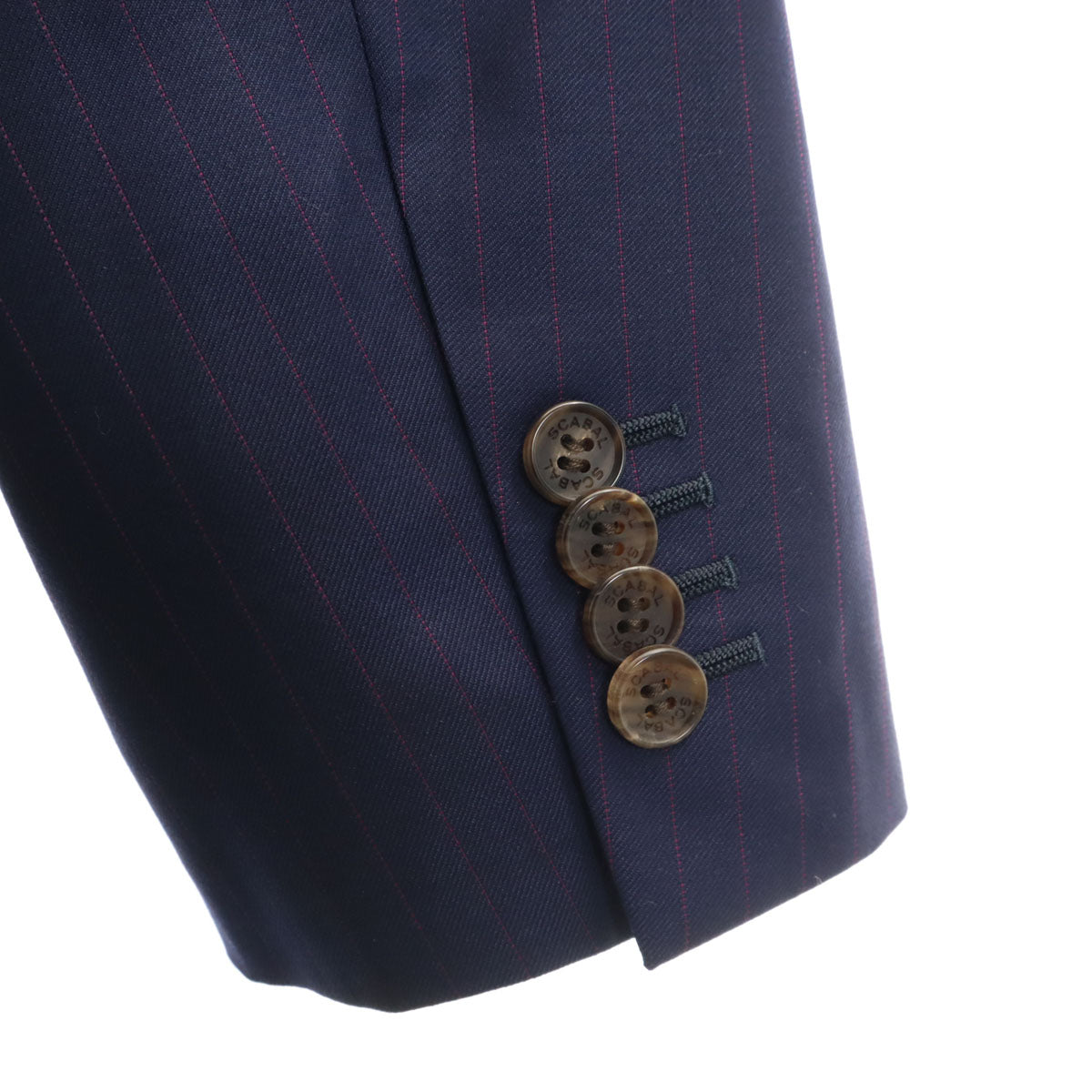 SCABAL スキャバル 日本製 ストライプ柄 テーラードジャケット ネイビー セット 2ピース メンズ
