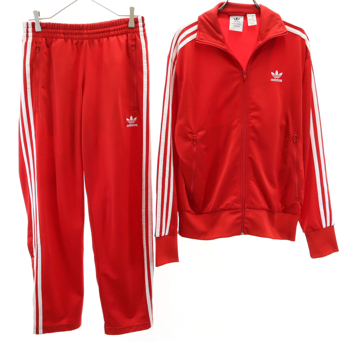 adidas Originals アディダスオリジナルス トレフォイルロゴ トラックジャケット 上下 セットアップ M レッド ジャージ メンズ