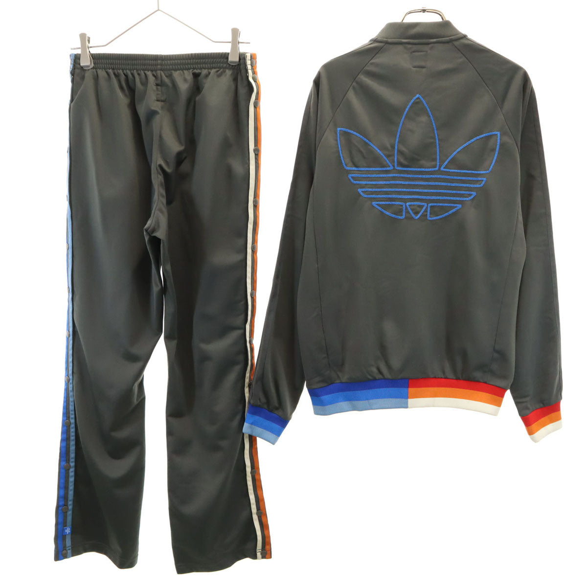 adidas Originals アディダスオリジナルス トレフォイルロゴ スーパースター トラックジャケット 上下 セットアップ M チャコールグレー ジャージ メンズ