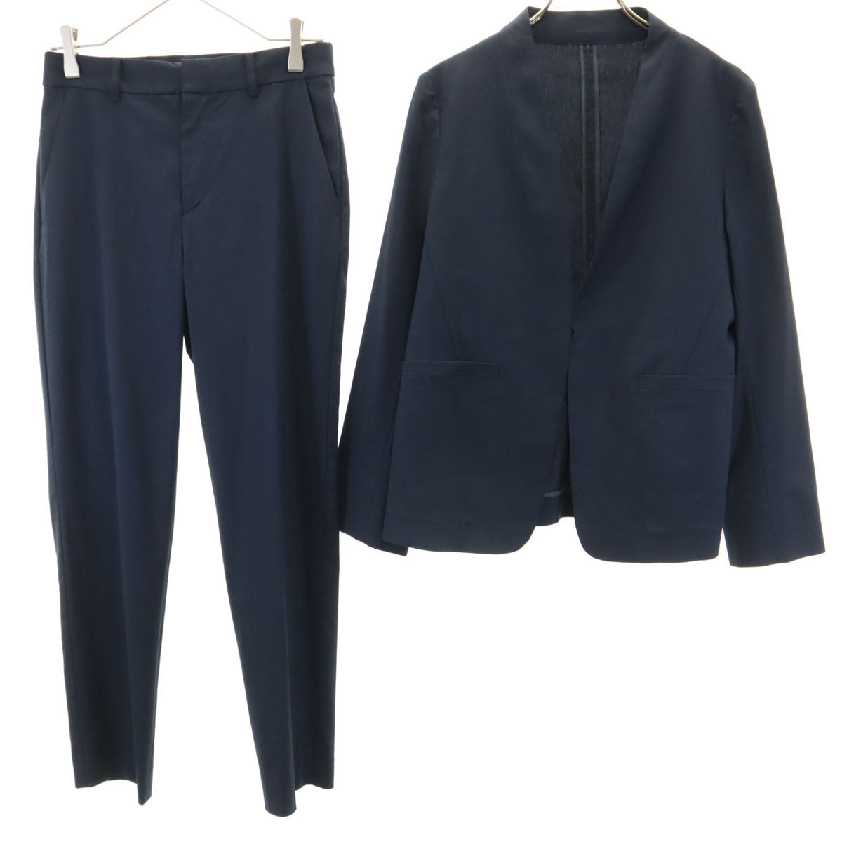 SHIPS シップス 日本製 パンツスーツ 上下 セットアップ 38 ネイビー レディース