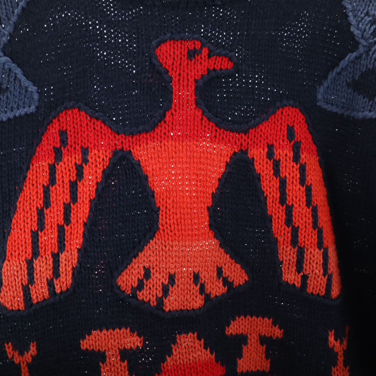 ウッズ&グレイ 80s 90s オールド バード柄 長袖 セーター L ネイビー ニット メンズ