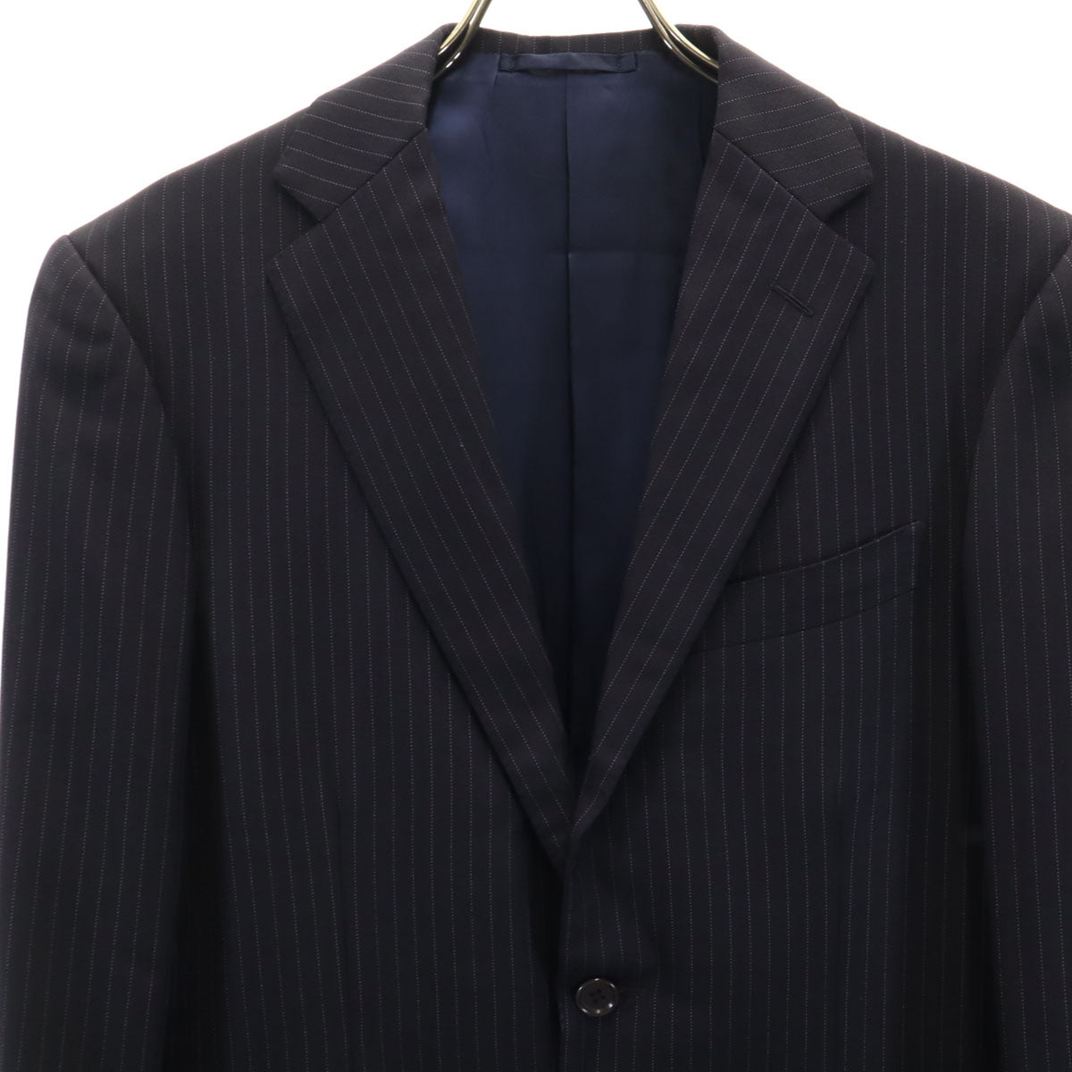 BEAMS F ビームス エフ 日本製 ストライプ柄 スーツ 上下 セットアップ 93 ネイビー メンズ