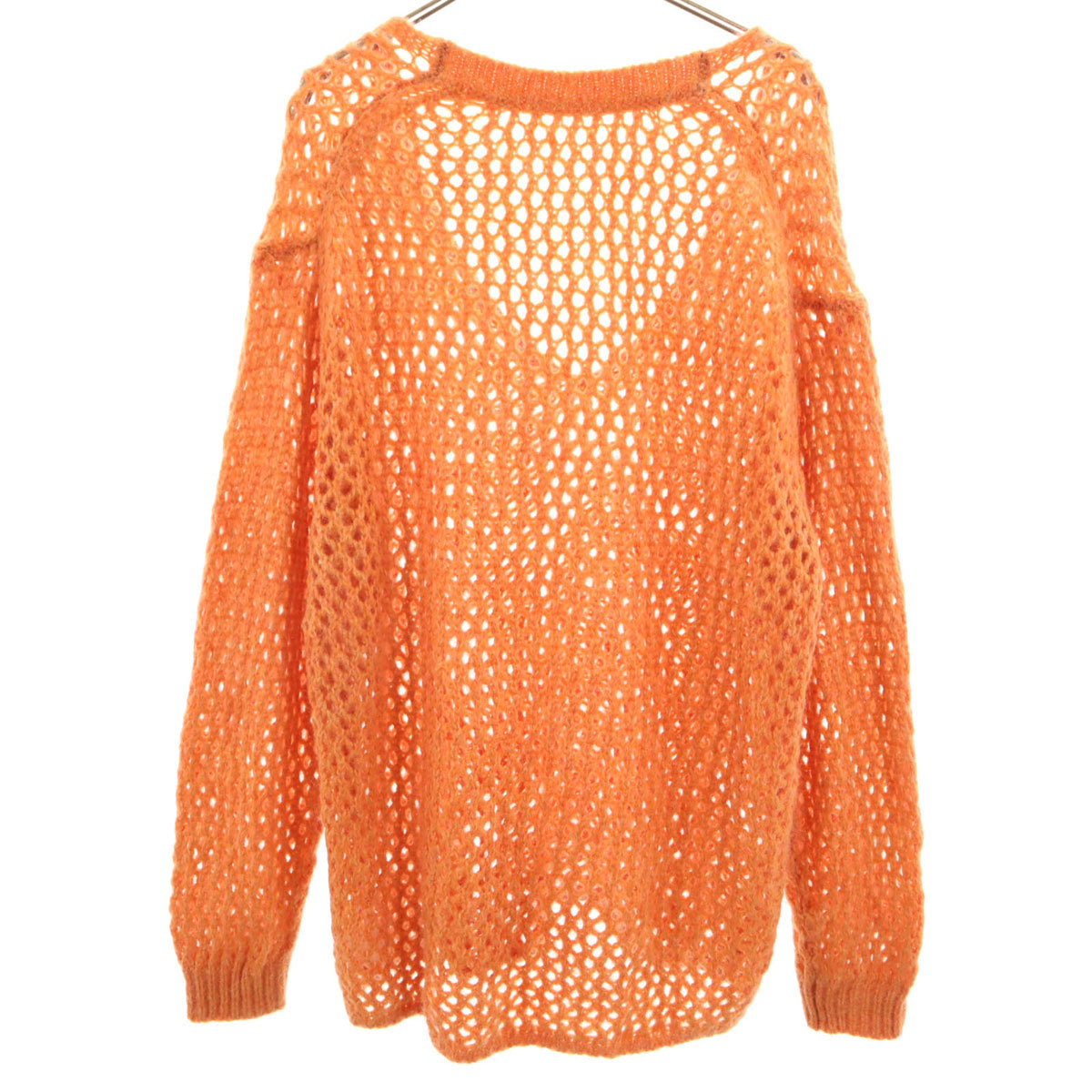 Ray Beams レイビームス 長袖 Vネック カギ編み ニット オレンジ セーター レディース