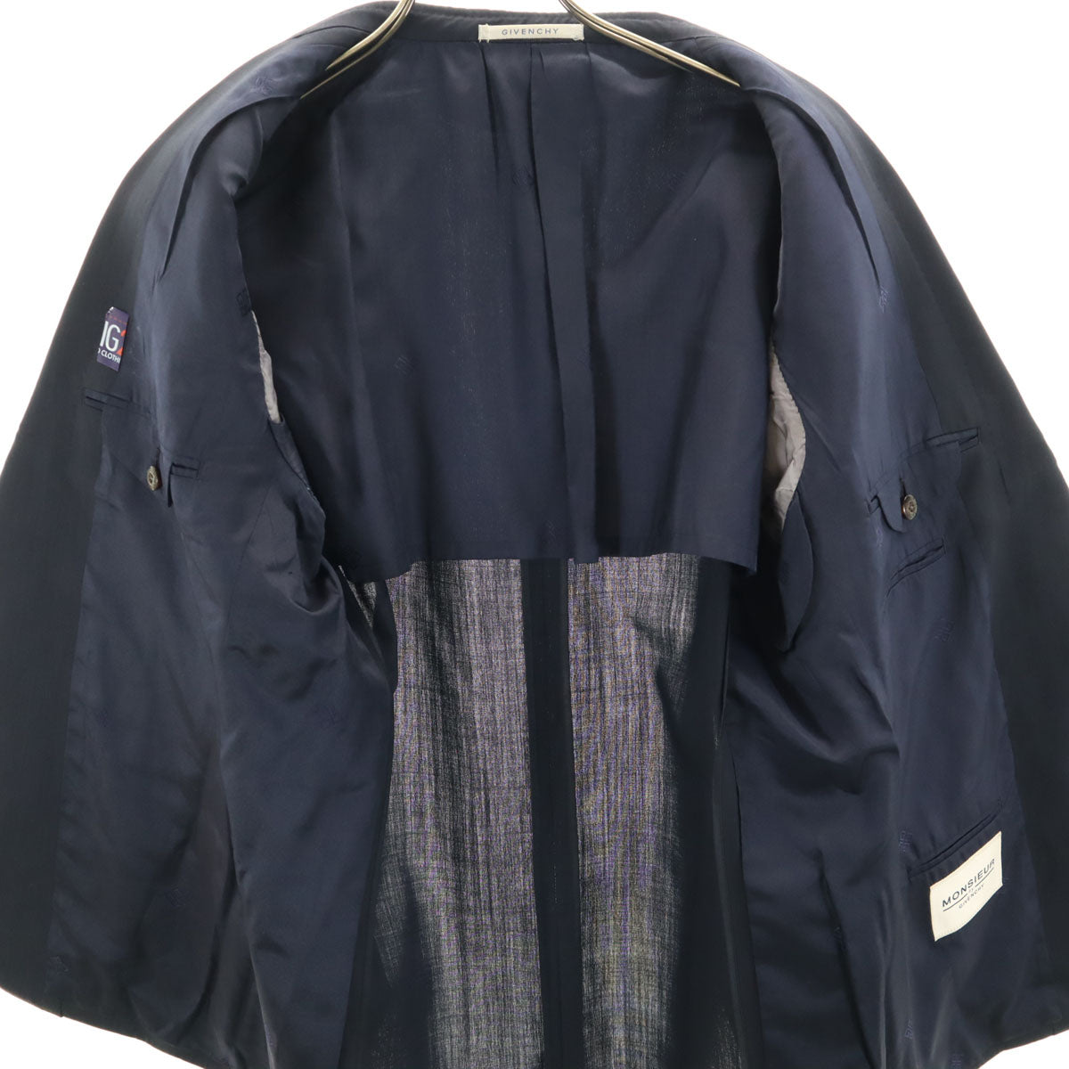 Givenchy ジバンシー 90s ウールブレンド オールド テーラードジャケット 96-86-170 ネイビー メンズ