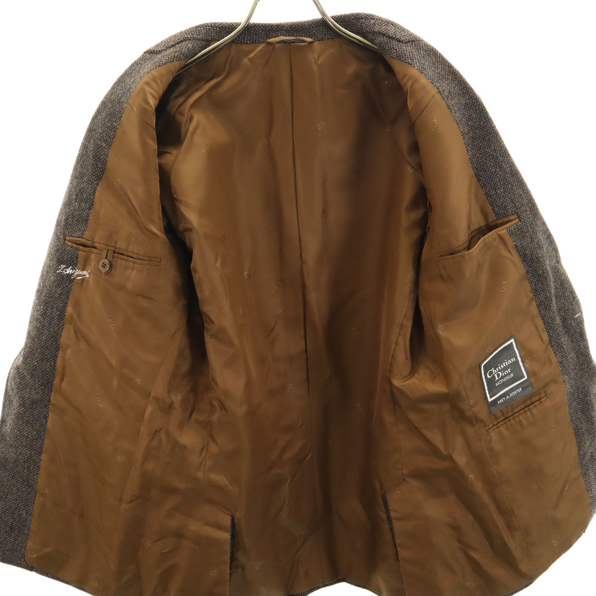 Christian Dior クリスチャンディオール 90s ウールブレンド オールド テーラードジャケット 88-76-165 グレー メンズ