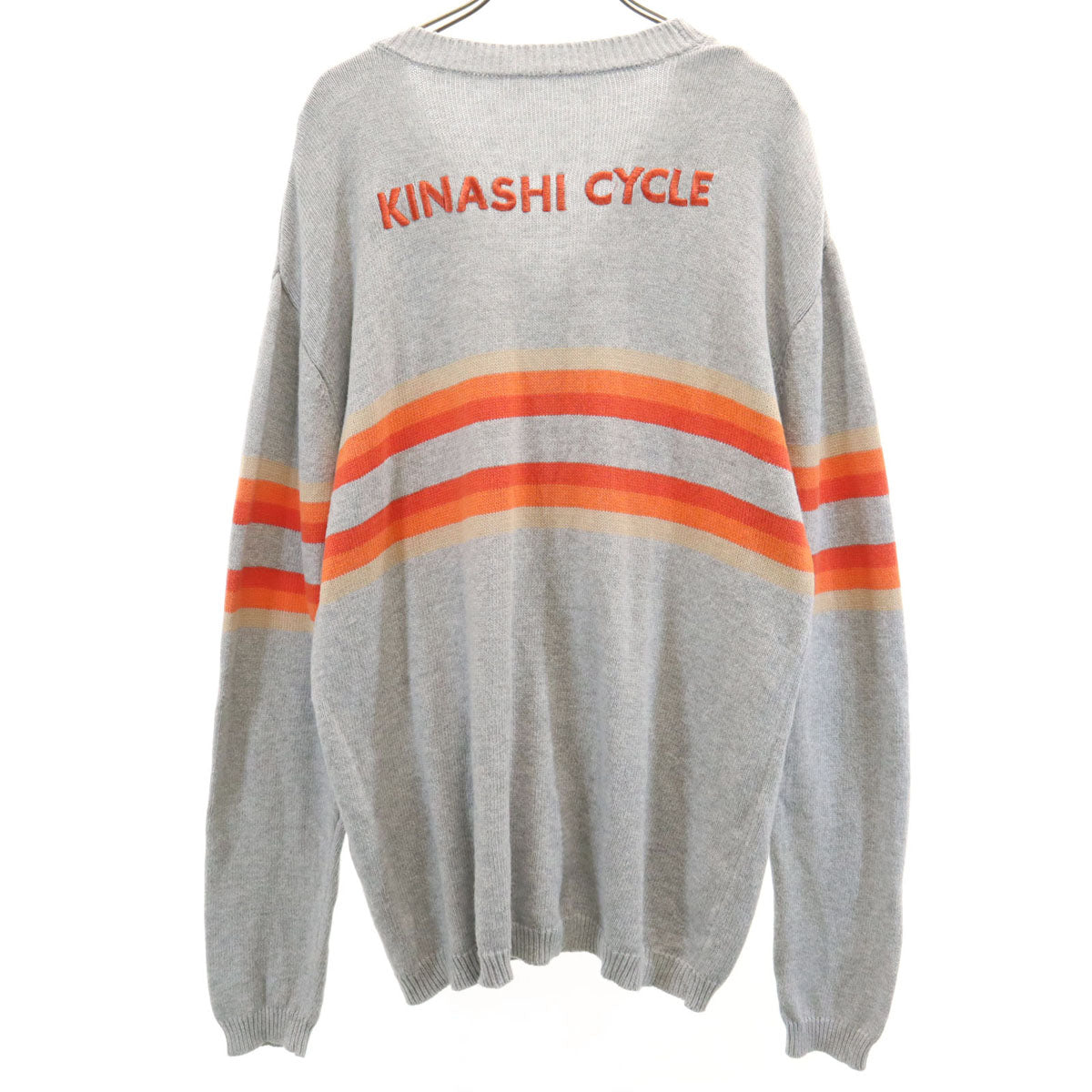 KINASHI CYCLE 木梨サイクル 長袖 Vネック ニットカーディガン M グレー メンズ
