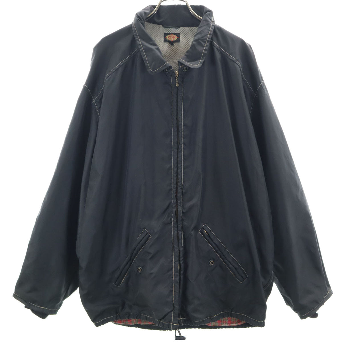 80s ヴィンテージ 英国製 ナイロンジャケット XXL ブラック フード欠損 メンズ