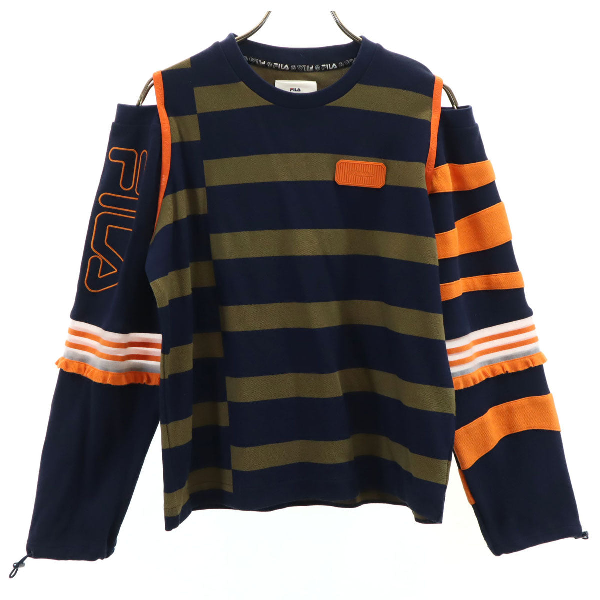 FILA フィラ 3.1 Phillip Lim 3.1 フィリップ リム コラボ ボーダー柄 長袖 カットソー S ネイビー トップス 肩開き レディース