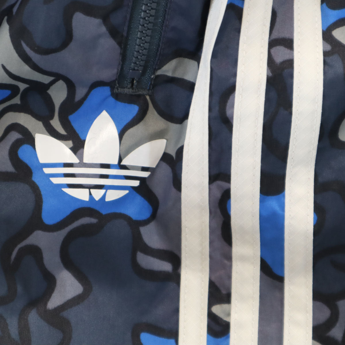adidas アディダス 総柄 ウインドブレーカー 上下 セットアップ L グレー系 裏メッシュ メンズ