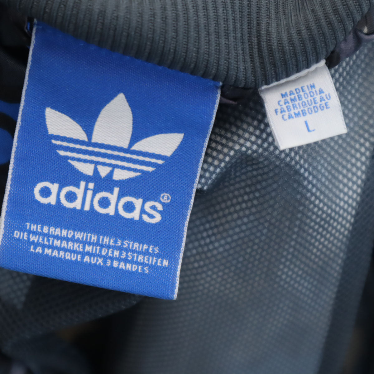 adidas アディダス 総柄 ウインドブレーカー 上下 セットアップ L グレー系 裏メッシュ メンズ