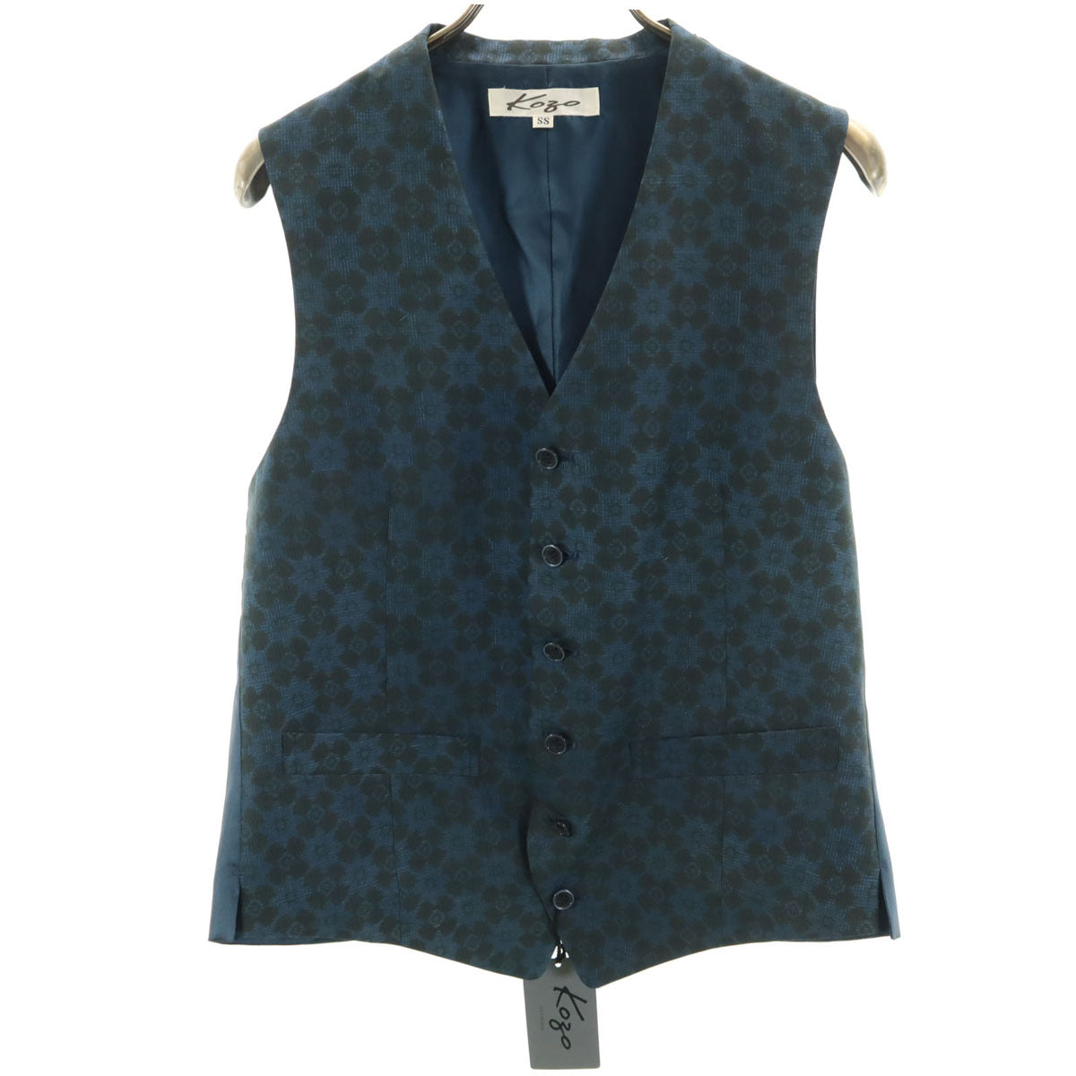 KOZO ZOOT APPAREL 未使用 日本製 シルクブレンド ベスト SS ネイビー系 タグ付き メンズ
