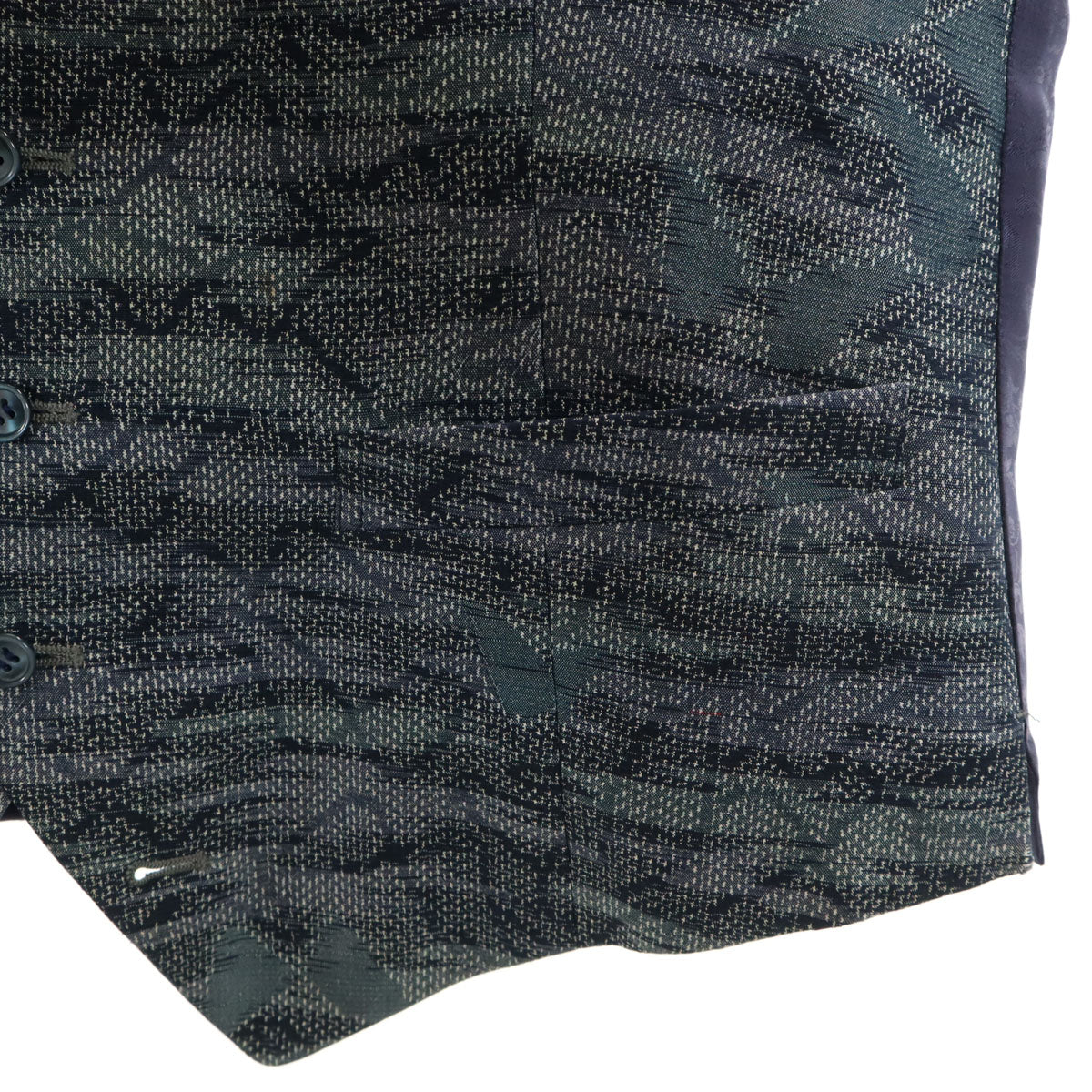 KOZO ZOOT APPAREL 日本製 シルクブレンド 総柄 ベスト L ネイビー メンズ