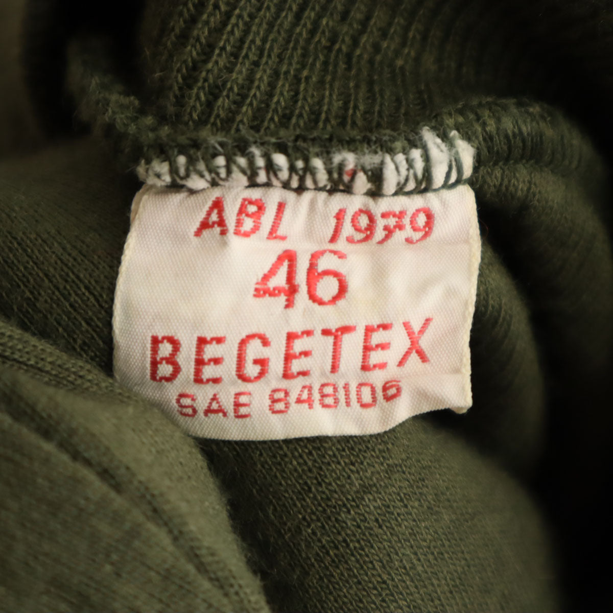 BEGETEX 70s ベルギー軍 ヴィンテージ 長袖 スウェット トレーナー 46 カーキ メンズ