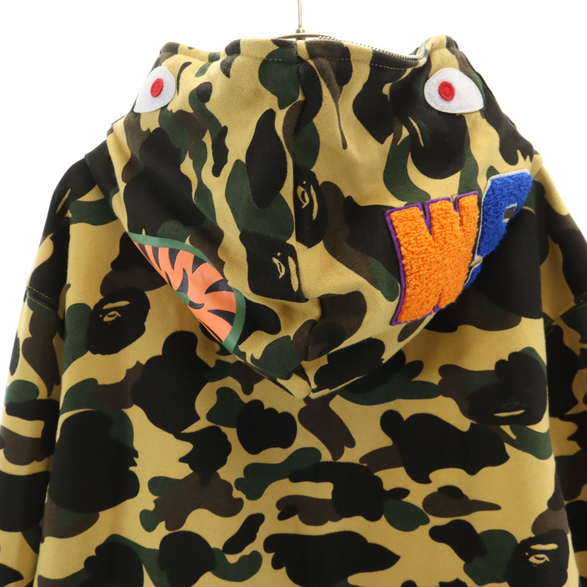 A BATHING APE アベイシングエイプ 日本製 カモフラ柄 長袖 スウェット シャーク ジップパーカー M キャメル 迷彩 メンズ