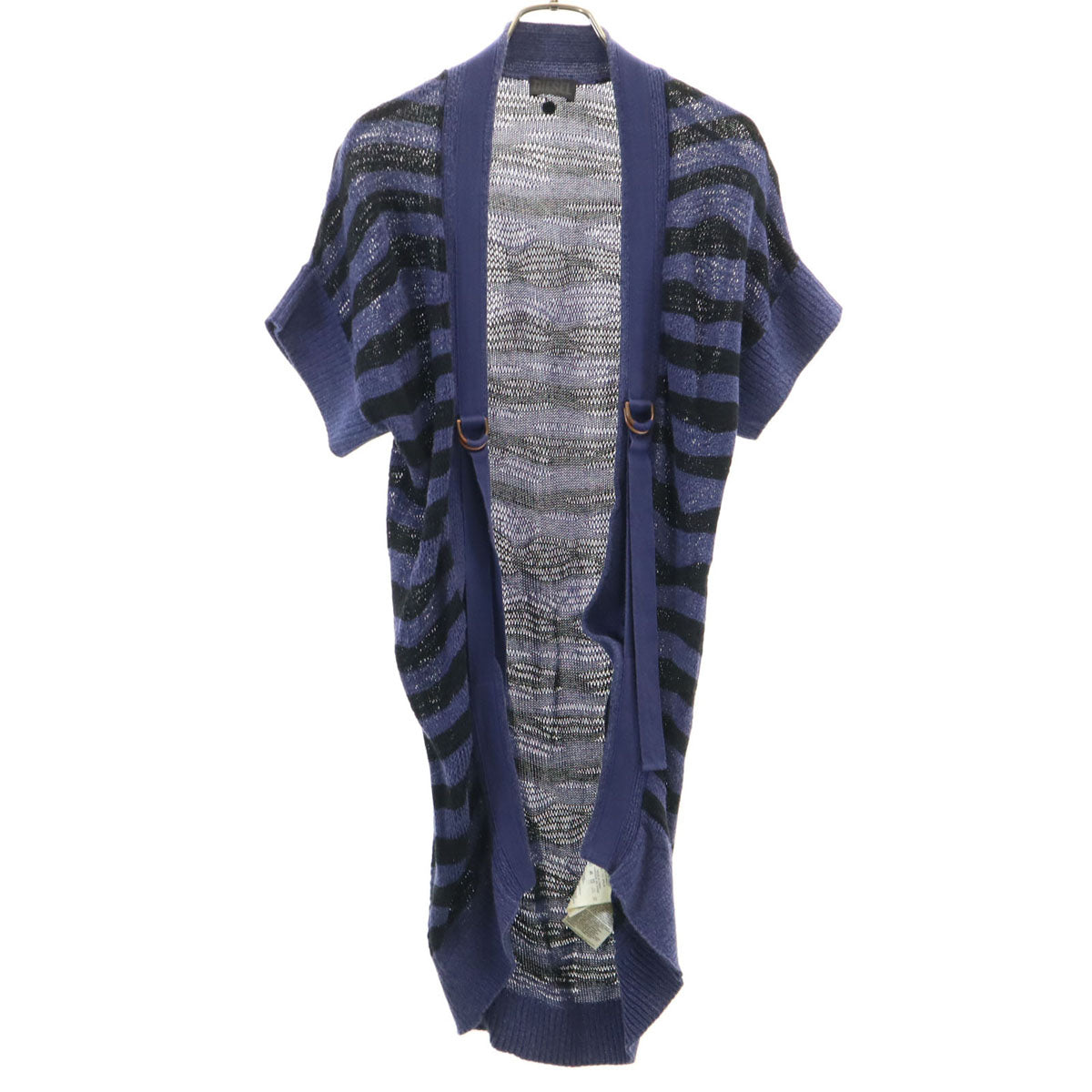 DIESEL ディーゼル ボーダー柄 フレンチスリーブ ロング ニットカーディガン XS ネイビー レディース