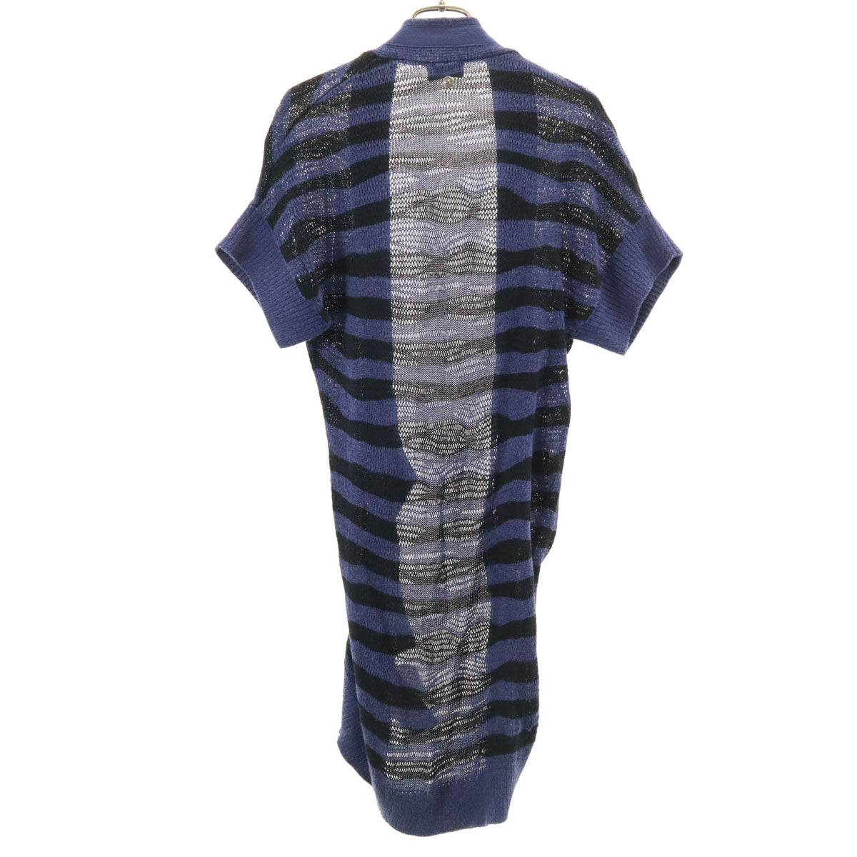 DIESEL ディーゼル ボーダー柄 フレンチスリーブ ロング ニットカーディガン XS ネイビー レディース