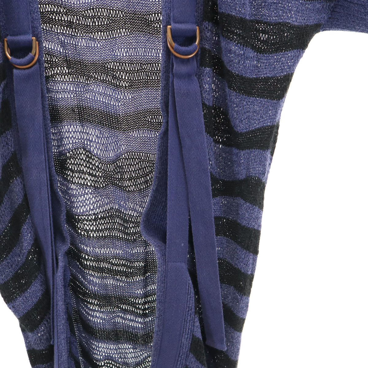 DIESEL ディーゼル ボーダー柄 フレンチスリーブ ロング ニットカーディガン XS ネイビー レディース