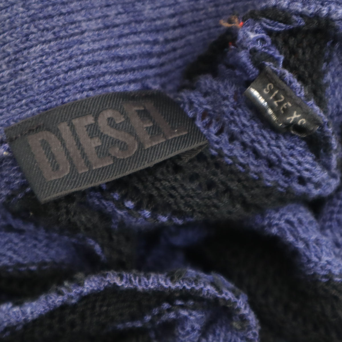 DIESEL ディーゼル ボーダー柄 フレンチスリーブ ロング ニットカーディガン XS ネイビー レディース