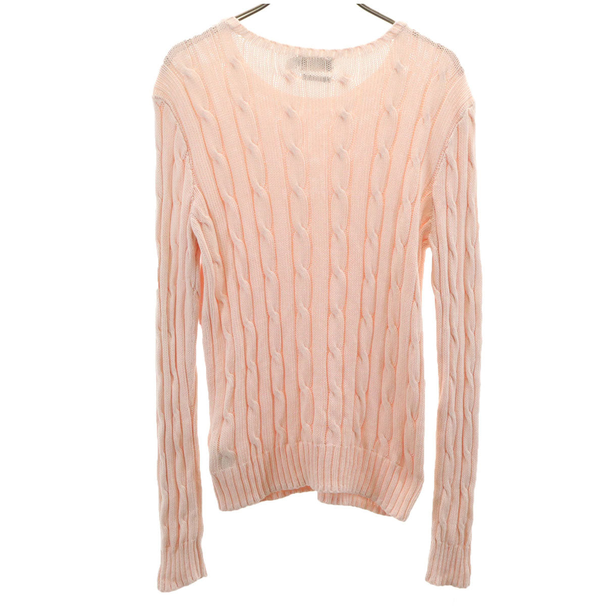 POLO RALPH LAUREN ポロラルフローレン 長袖 ケーブル ニット M サーモンピンク ピマコットン レディース