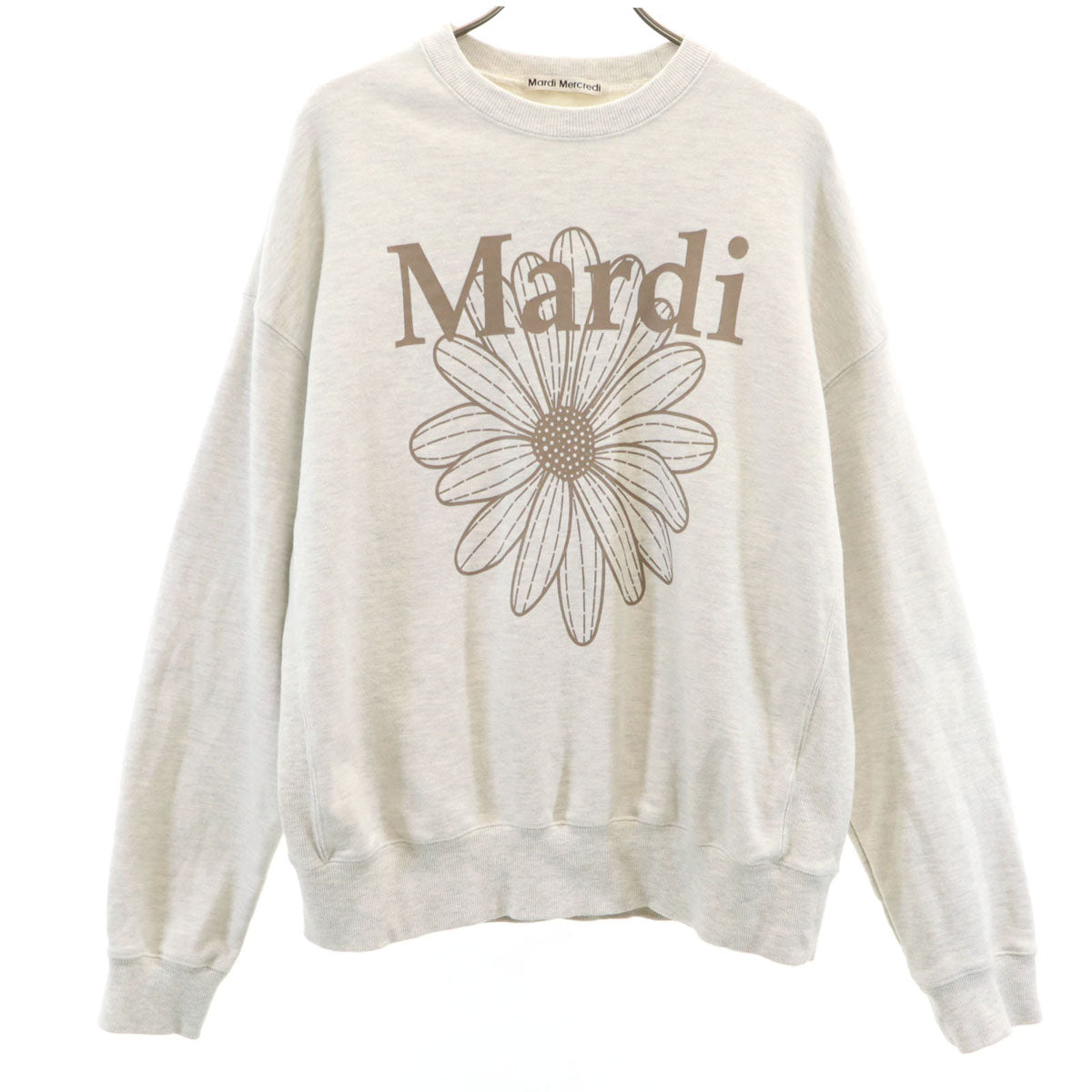 Mardi Mercredi マルディメクルディ 花 プリント 長袖 スウェット トレーナー ONE SIZE グレー レディース