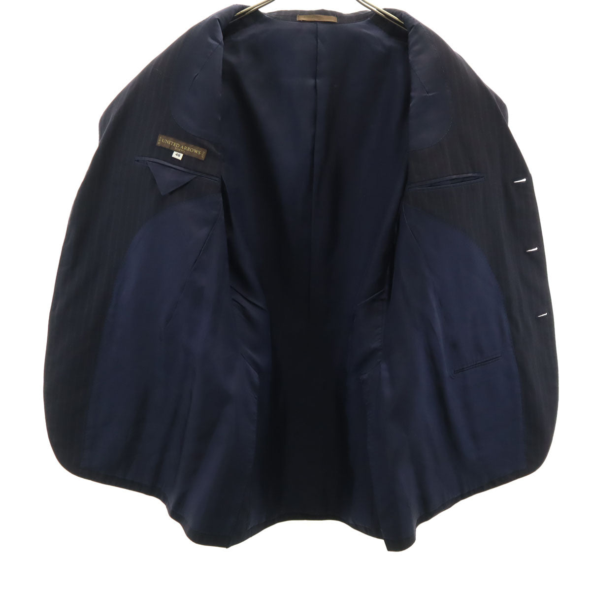 UNITED ARROWS ユナイテッドアローズ 日本製 ストライプ柄 テーラードジャケット 48 ネイビー メンズ