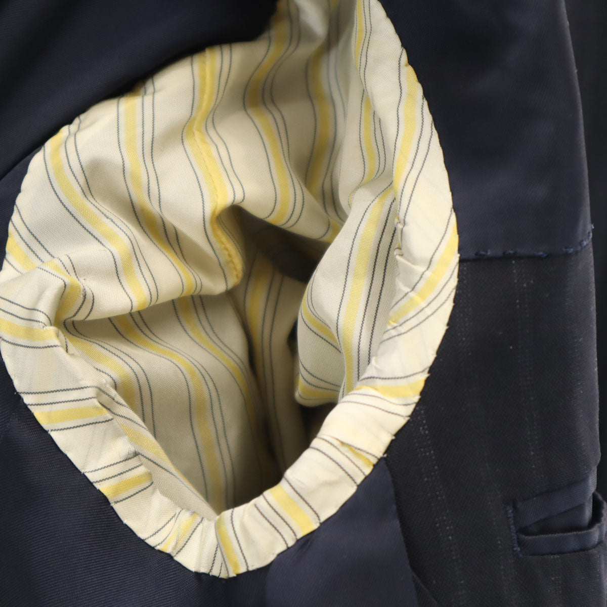 UNITED ARROWS ユナイテッドアローズ 日本製 ストライプ柄 テーラードジャケット 48 ネイビー メンズ