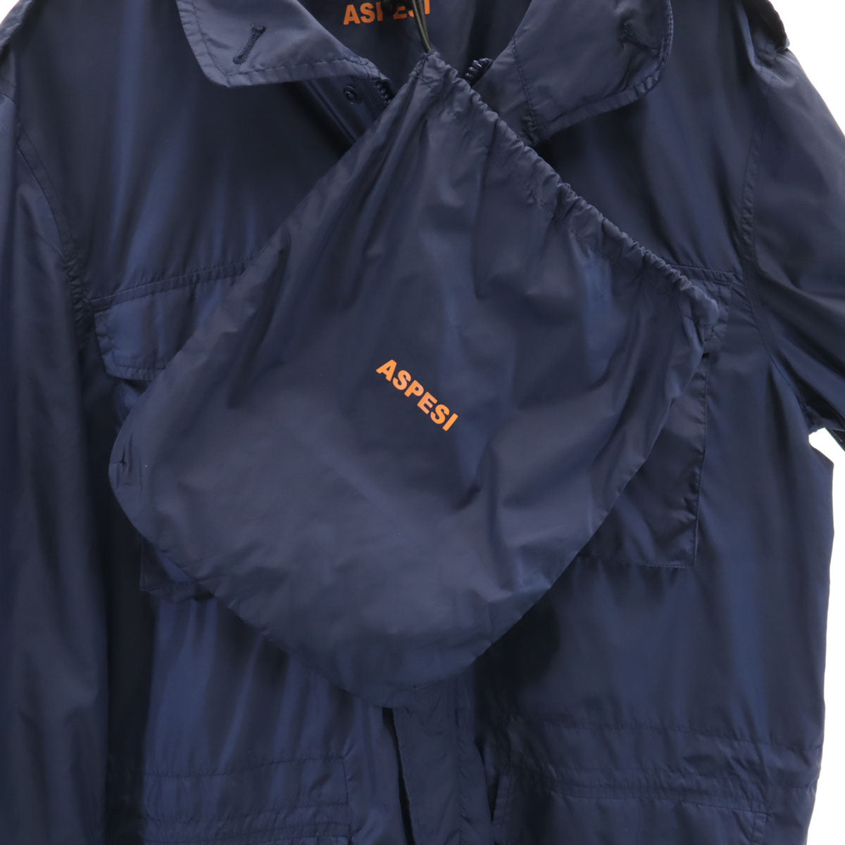 ASPESI アスペジ ナイロンジャケット M ネイビー 収納袋付き メンズ