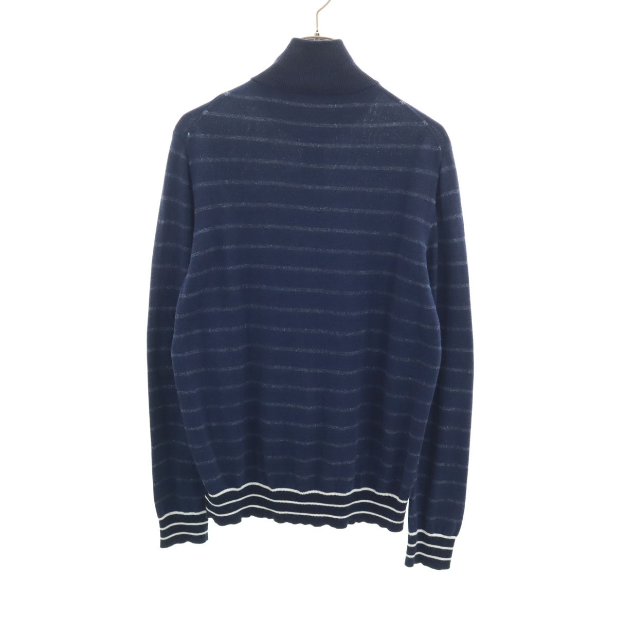 LACOSTE ラコステ ボーダー柄 長袖 ニット ジップジャケット M ネイビー メンズ