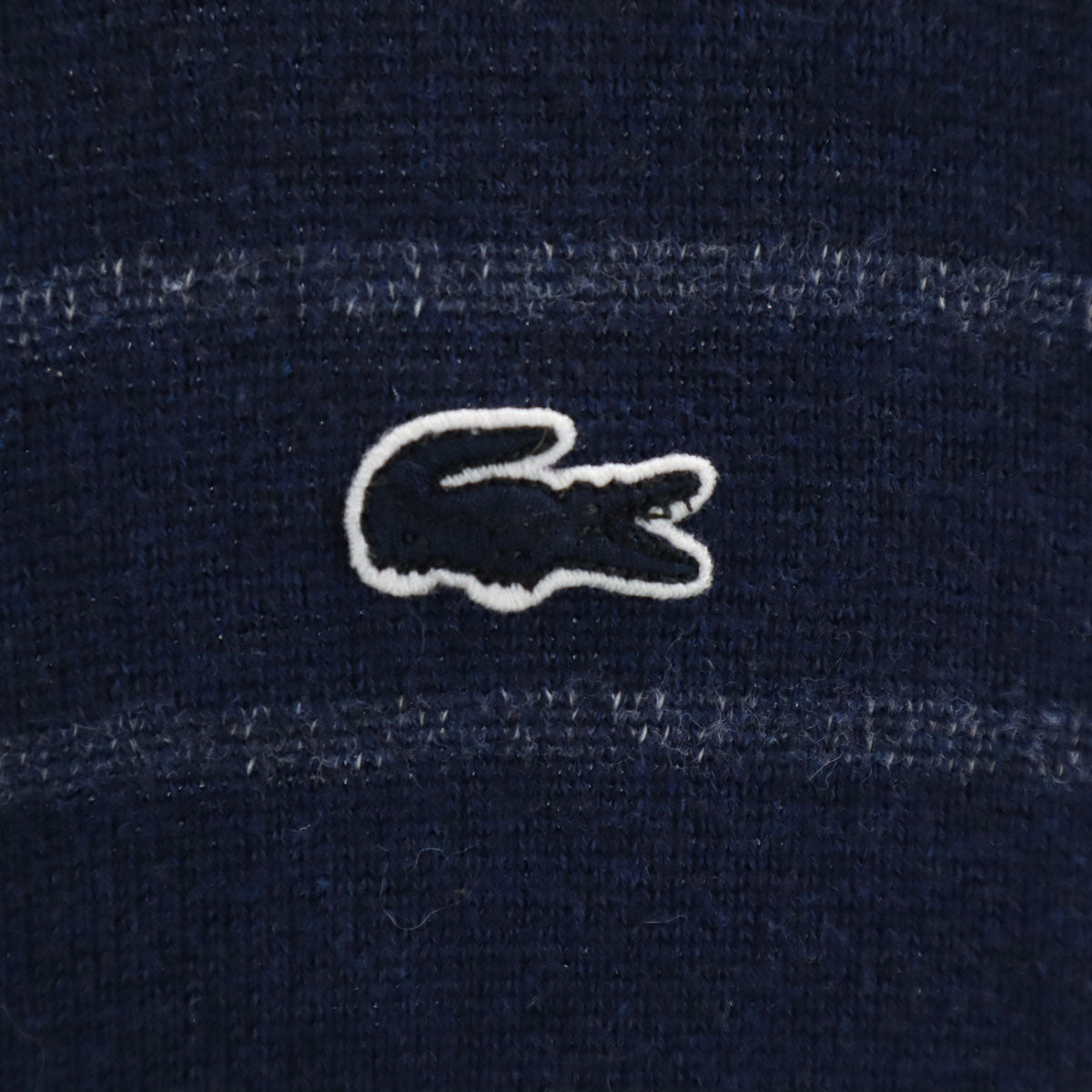 LACOSTE ラコステ ボーダー柄 長袖 ニット ジップジャケット M ネイビー メンズ