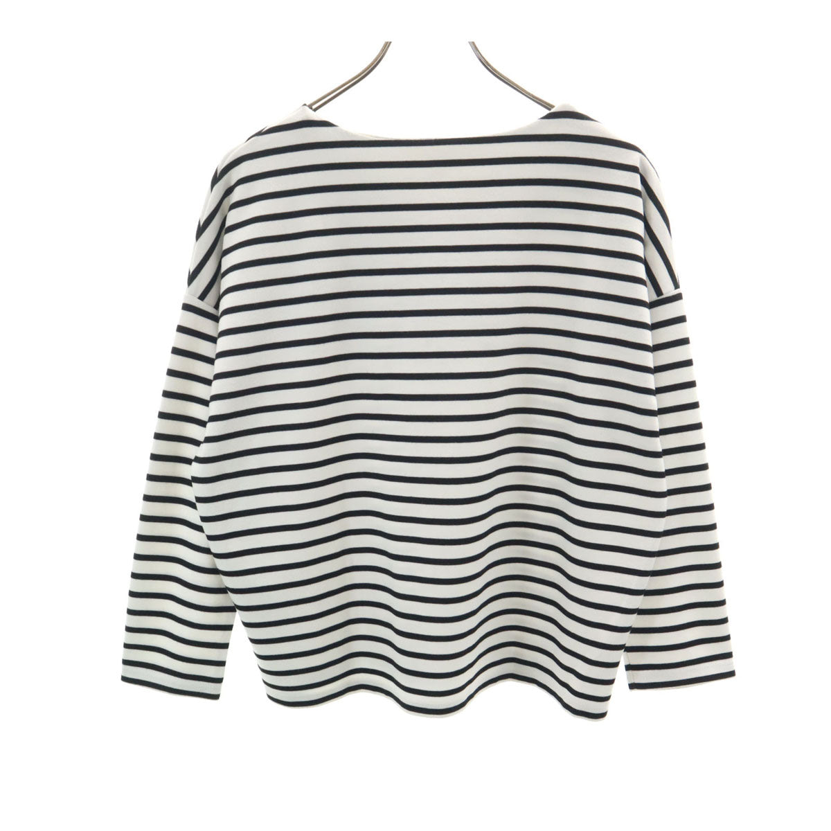 niko and... ニコアンド ボーダー柄 長袖 Vネック カットソー 3 ホワイト レディース