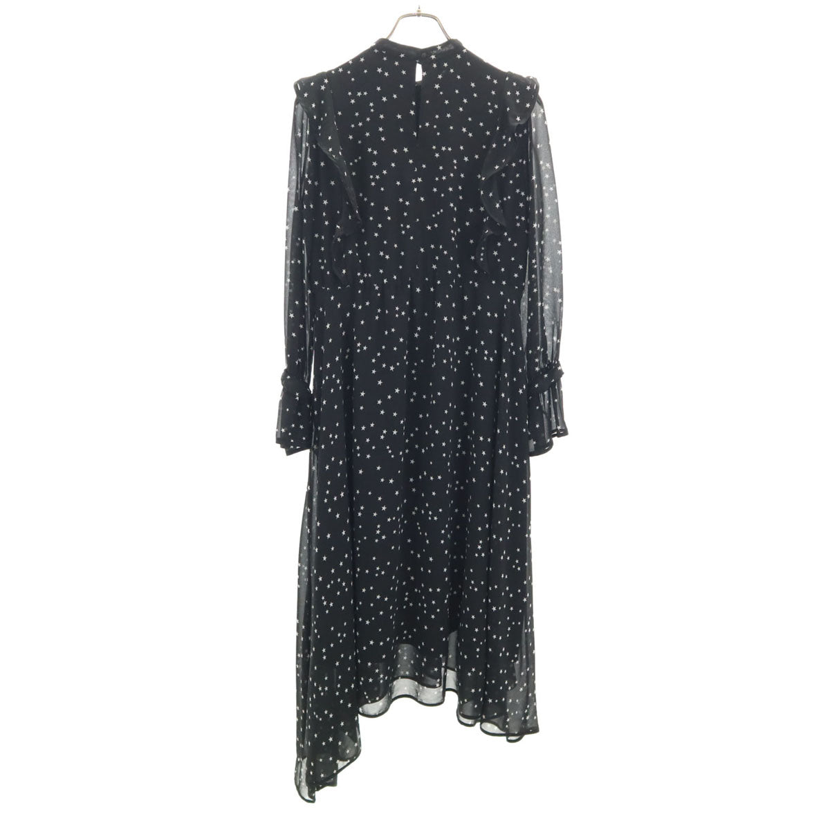 AMERI UNDRESSED アメリ スター柄 長袖 シフォン ロングワンピース ブラック 星 レディース