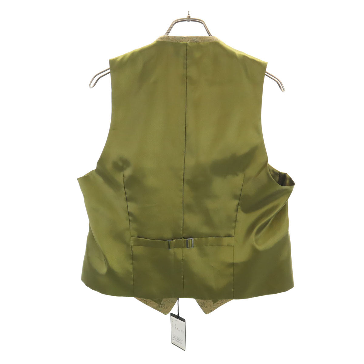 未使用 KOZO 日本製 シルク 和柄 大島紬 ジレベスト M 抹茶色 メンズ