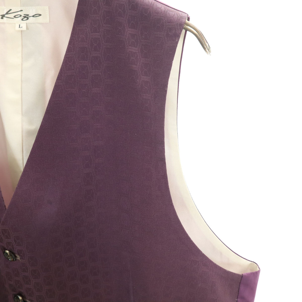 KOZO 日本製 シルク 総柄 ジレベスト L パープル メンズ