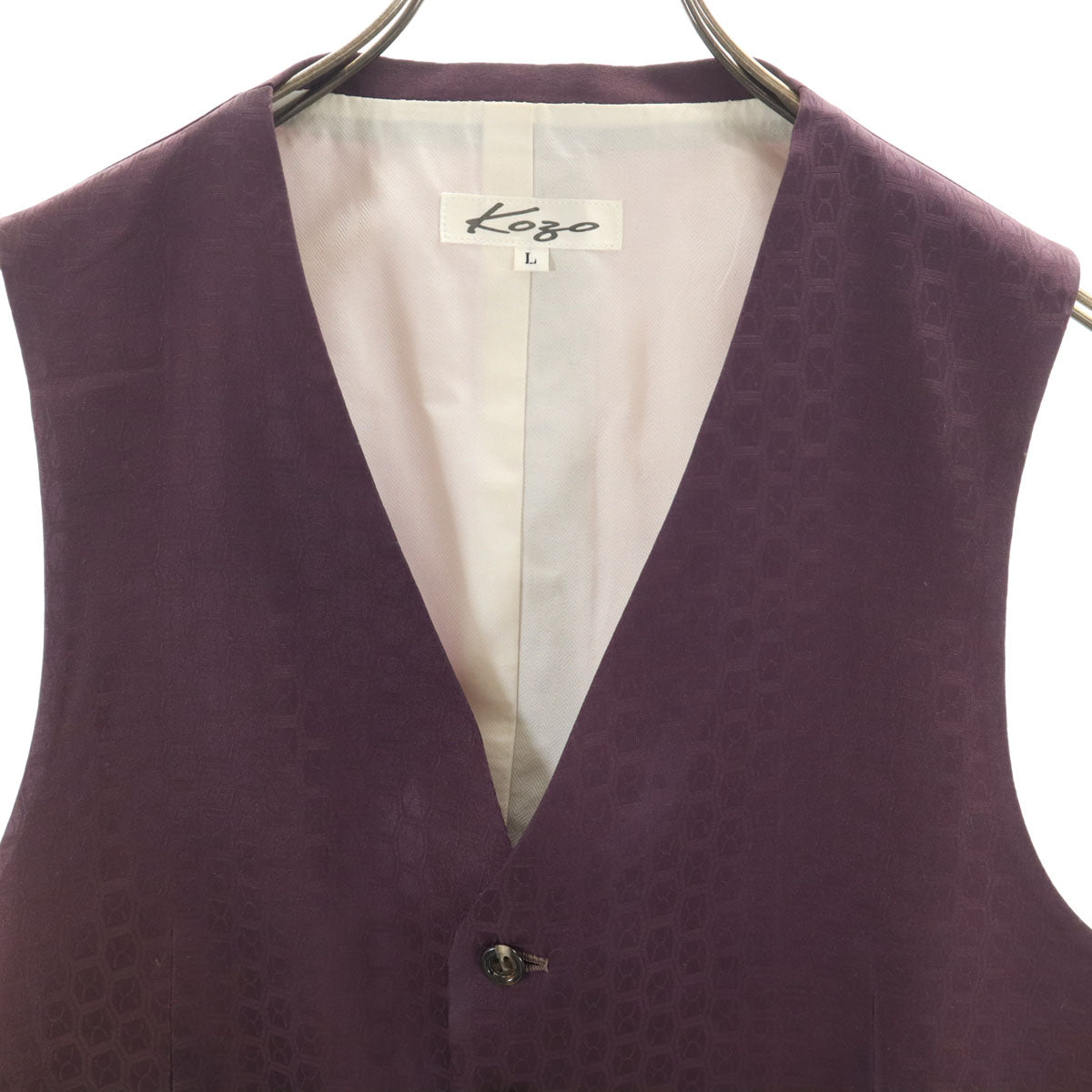 KOZO 日本製 シルク 総柄 ジレベスト L パープル メンズ