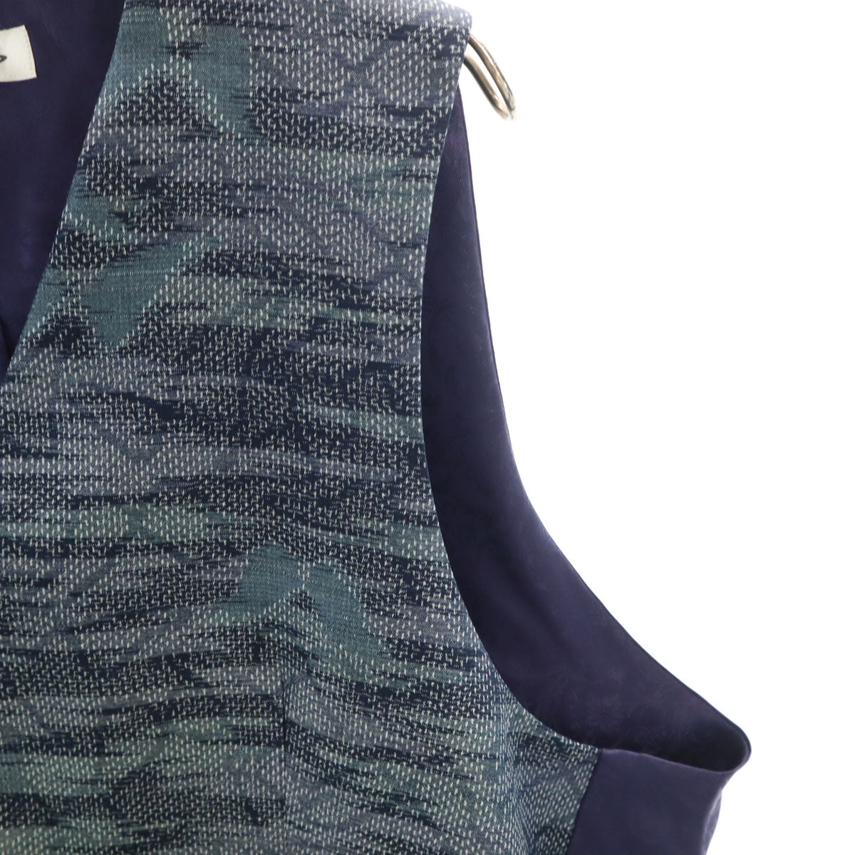 KOZO 未使用 日本製 シルク 総柄 大島紬 ジレベスト LL ネイビー メンズ