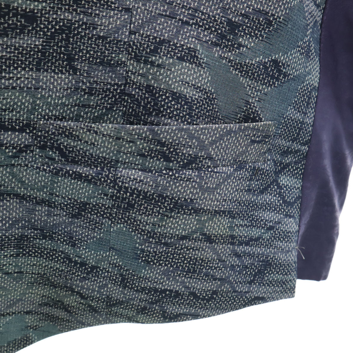 KOZO 未使用 日本製 シルク 総柄 大島紬 ジレベスト LL ネイビー メンズ