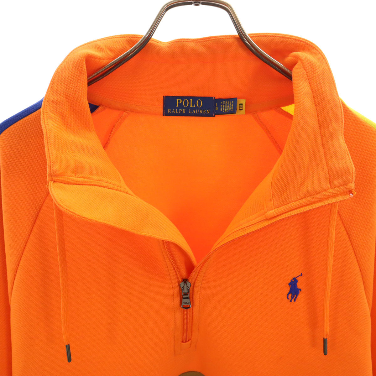 POLO RALPH LAUREN ポロラルフローレン ハーフジップ ジャケット LG オレンジ系 プルオーバー 鹿の子地 メンズ