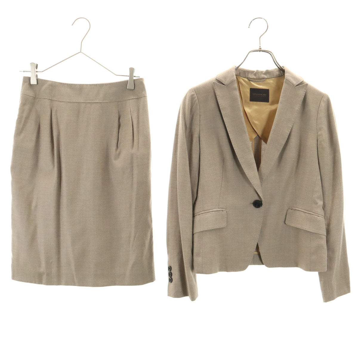 TOMORROWLAND トゥモローランド スカートスーツ 上下 セットアップ 38 ベージュ レディース