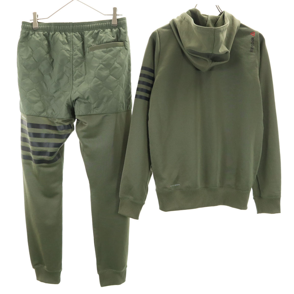 Reebok リーボック 長袖 ジップパーカー 上下 セットアップ M オリーブ ジャージ メンズ