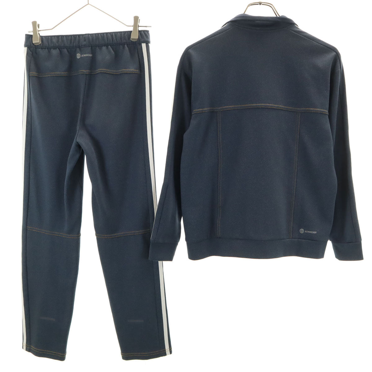 美品 adidas アディダス デニムルック トラックジャケット 上下 セットアップ 150 ネイビー ジャージ キッズ