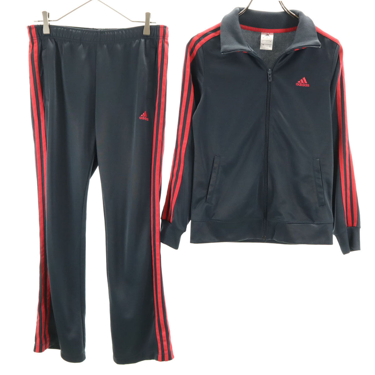 adidas アディダス トラックジャケット 上下 セットアップ M グレー ジャージ レディース