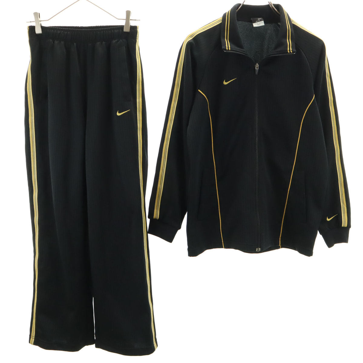 NIKE ナイキ 総柄 トラックジャケット 上下 セットアップ S ブラック ジャージ メンズ