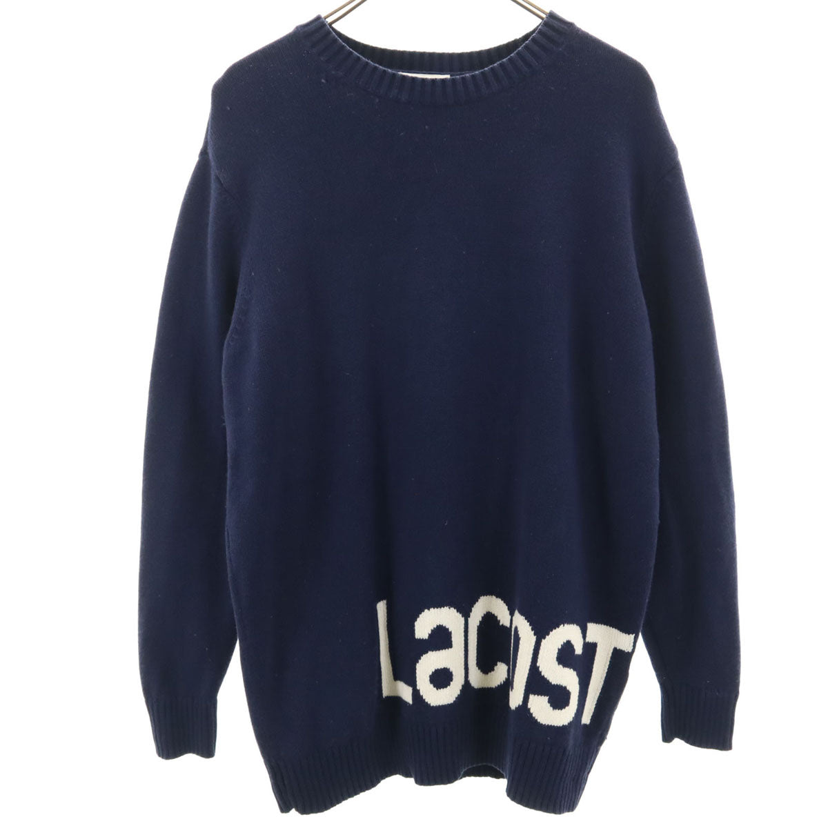 LACOSTE ラコステ 長袖 クルーネック ニット 40 ネイビー レディース