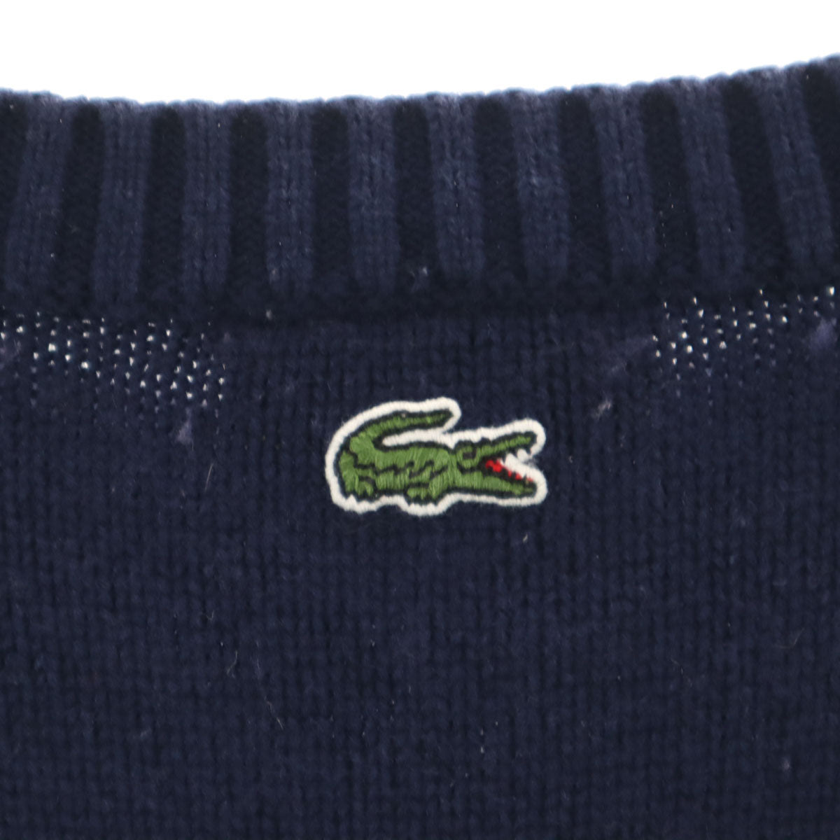 LACOSTE ラコステ 長袖 クルーネック ニット 40 ネイビー レディース