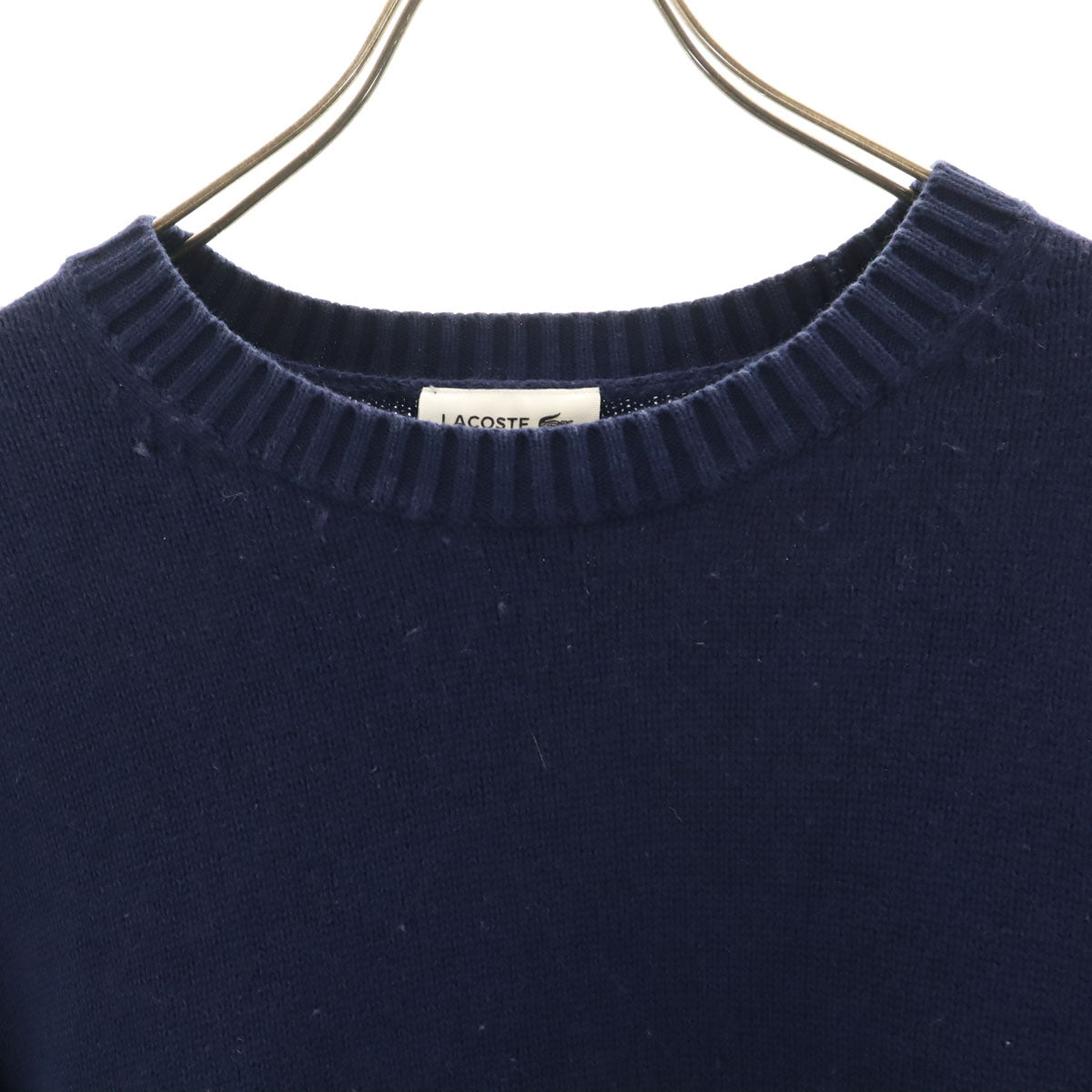 LACOSTE ラコステ 長袖 クルーネック ニット 40 ネイビー レディース